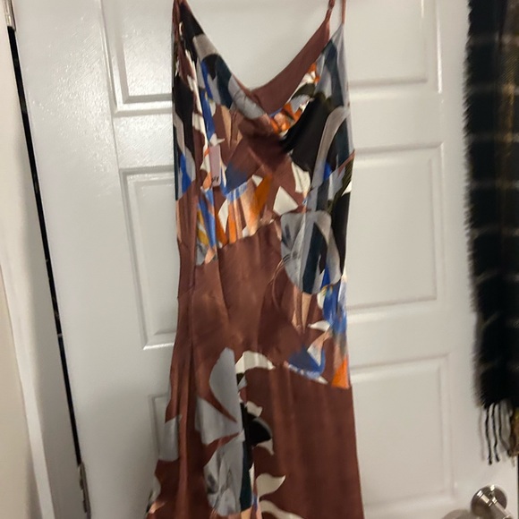 NWT Anthropologie Asymmetrical Floral Dress in Brown and Blue - Picture 10 of 12